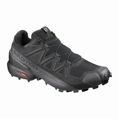 Salomon SPEEDCROSS 5 WIDE - Miesten Polkujuoksukengät - Mustat